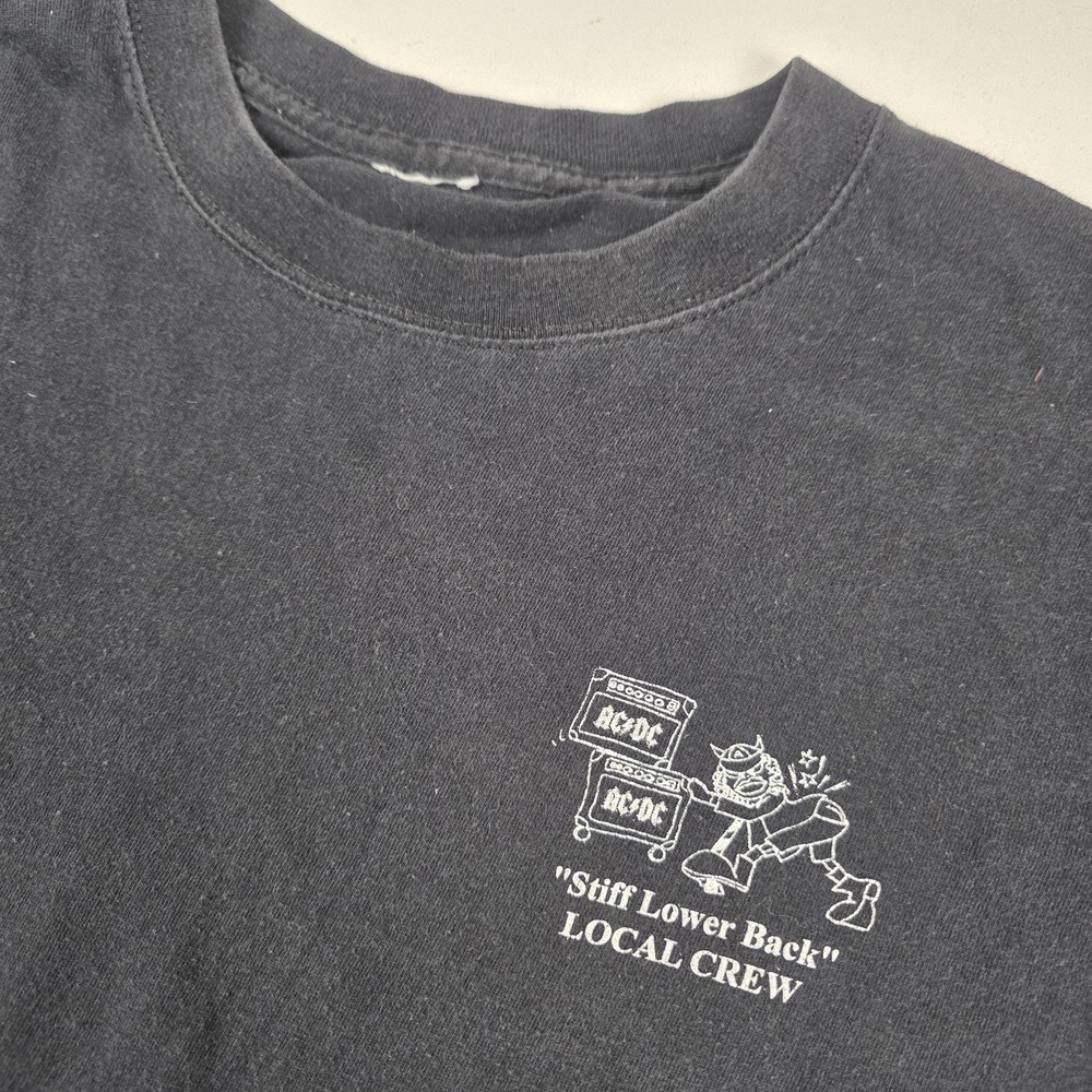 Vtg Ac/Dc Local Crew Shirt Mens Large Black Stiff Lower Back Graphic T-Shirt Tee